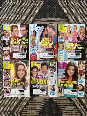Vintage Lot of 6 US Weekly Magazines 2011 Celebrity Gossip Fashion Party Life